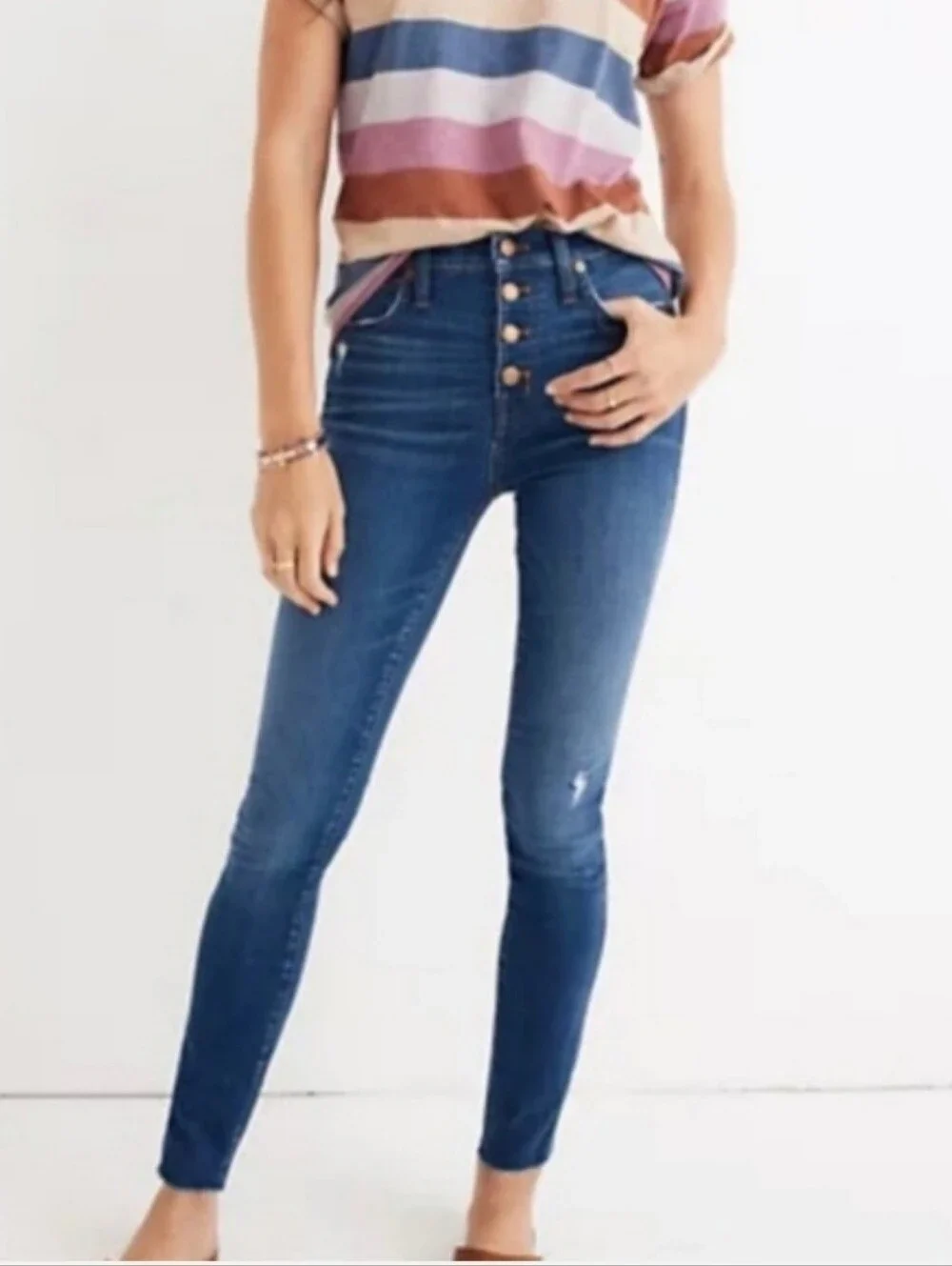 Madewell 10” High-Rise Raw Hem Button Fly Skinny Jeans Sz 30 - Picture 1 of 15